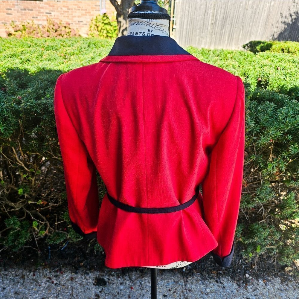 VTG Kasper A.S.L Petite Red & Navy Blue Chic Blazer. - Picture 10 of 15